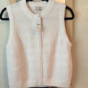 J. Crew Ivory Sleeveless Button-Up Vest
